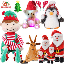 2017 Coutom Christmas Singing Stuffed Animal Reindeer Santa Claus Penguin Toy Led White Teddy Bear Tree Soft Mini Elf Plush Toy